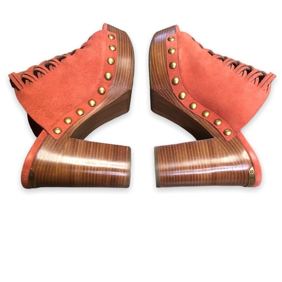 MICHAEL Michael Kors Westley Mule Suede Cinnamon Platform Stacked Heels  9 M - Picture 11 of 16